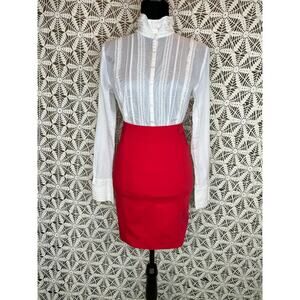HM Red Pencil Skirt with Pockets